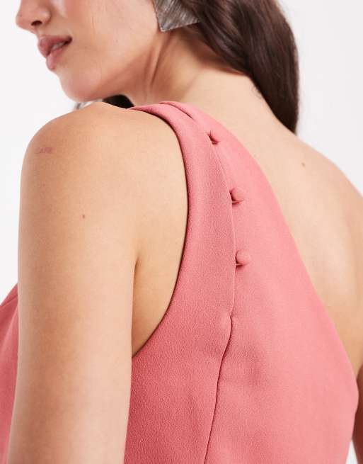 ASOS DESIGN - Top de sastre color terracota asimétrico con detalle de botón, 2 de 4