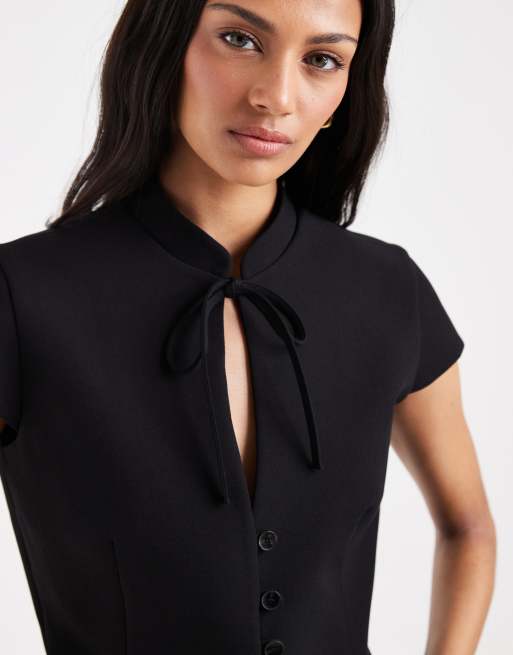 ASOS DESIGN - Top de sastre con cuello mao y abertura, 3 de 4