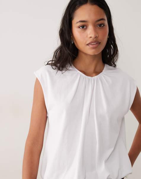 ASOS DESIGN - top de tirantes con drapeado y detalle retorcido en blanco - view 1