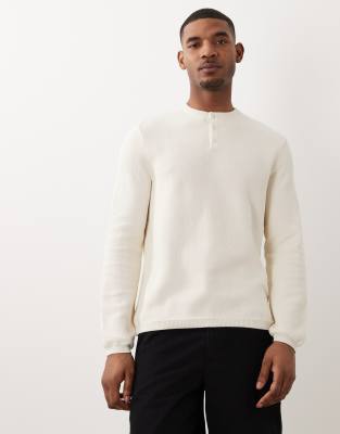 ASOS DESIGN - Top décontracté en maille à col tunisien - Écru-Blanc