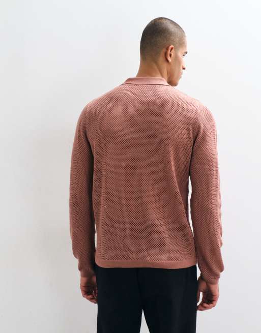 ASOS DESIGN - Top décontracté en maille pointelle avec encolure crantée - Rose, 4 de 5