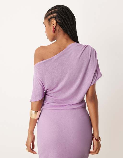 ASOS DESIGN - Top d'ensemble à assortir froncé et semi-transparent à épaules dénudées - Lilas, 2 de 4