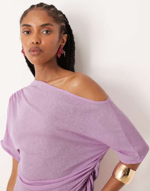 ASOS DESIGN - Top d'ensemble à assortir froncé et semi-transparent à épaules dénudées - Lilas, 3 de 4
