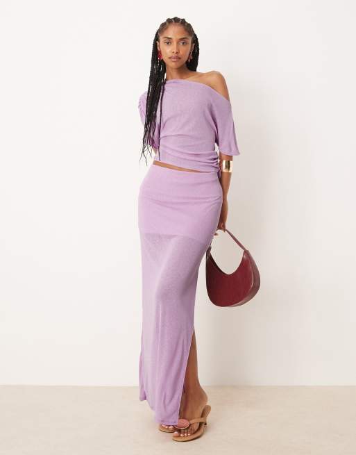 ASOS DESIGN - Top d'ensemble à assortir froncé et semi-transparent à épaules dénudées - Lilas, 4 de 4