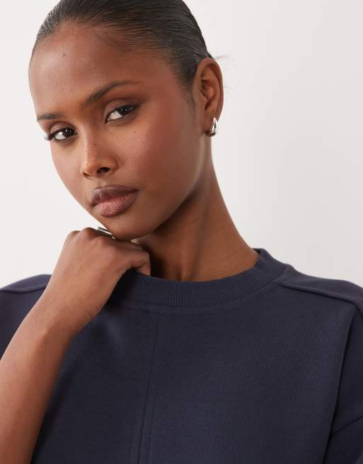 ASOS DESIGN - Top d'ensemble à manches courtes et envers brossé - Bleu cendré, 3 de 4