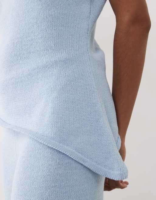 ASOS DESIGN - Top d'ensemble asymétrique en maille - Bleu, 4 de 4