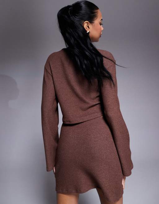 ASOS DESIGN - Top d'ensemble côtelé effet brossé à détail métallique - Marron, 3 de 4