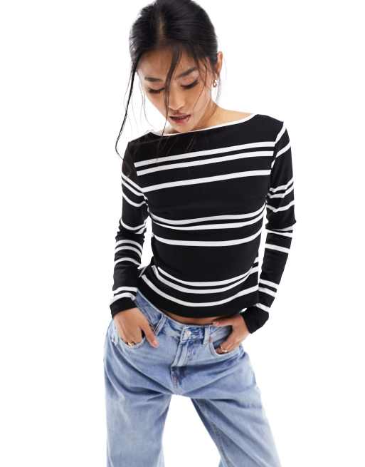 ASOS DESIGN - Top d'ensemble dos nu à manches longues et rayures, 2 de 4