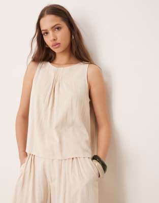 ASOS DESIGN - Top d'ensemble dos nu à plis - Babeurre-Blanc