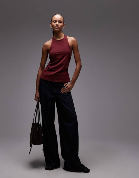 ASOS DESIGN - Top d'ensemble dos nu épuré - Bordeaux - view 1