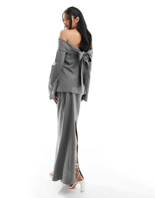 ASOS DESIGN - Top d'ensemble élégant à épaules dénudées - Gris, 4 de 4