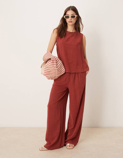 ASOS DESIGN - Top d'ensemble en lin - Rouge brique, 2 de 4