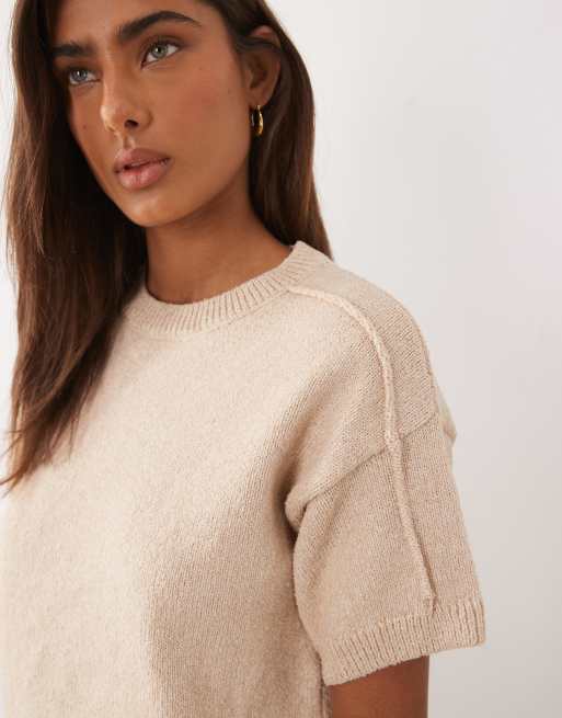 ASOS DESIGN - Top d'ensemble en maille bouclée de coton - Écru, 2 de 4