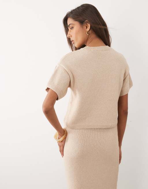 ASOS DESIGN - Top d'ensemble en maille bouclée de coton - Écru, 4 de 4