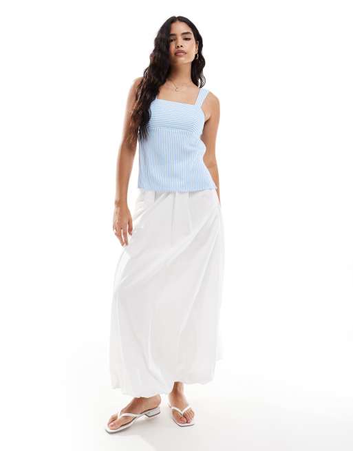 ASOS DESIGN - Top d'ensemble en popeline rayée effet coupé-cousu avec encolure carrée - Bleu, 2 de 4