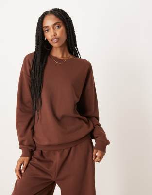 ASOS DESIGN - Top d'ensemble oversize en molleton - Marron