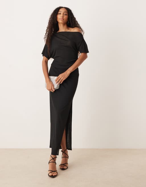 ASOS DESIGN - Top d'ensemble semi-transparent en tulle avec fronces et épaules dénudées - Noir, 3 de 4
