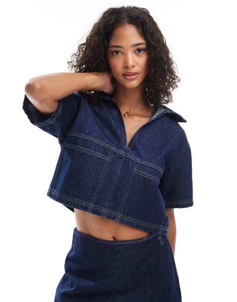 ASOS DESIGN - Top d'ensemble style maillot de rugby en denim brut - view 1