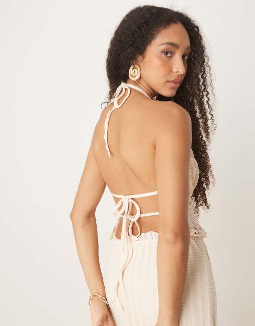 ASOS DESIGN - Top d'ensemble texturé sans manches à dos nu - Crème, 2 de 4