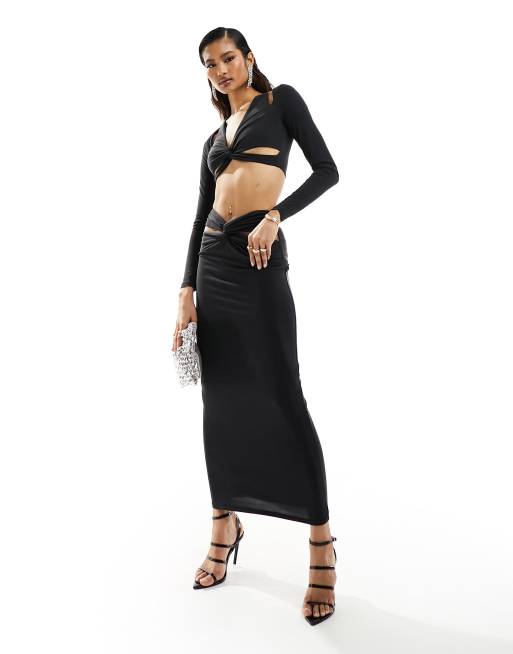 ASOS DESIGN - Top d'ensemble torsadé devant à découpes aux épaules - Noir, 4 de 4