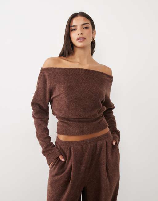 ASOS DESIGN - Mix & Match - Ensemble avec legging molletonné léger, top à épaules dénudées et top large à manches longues, 3 de 6