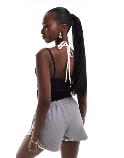 ASOS DESIGN - Top dos nu à bretelles fines et bord contrastant - Noir, 4 de 4