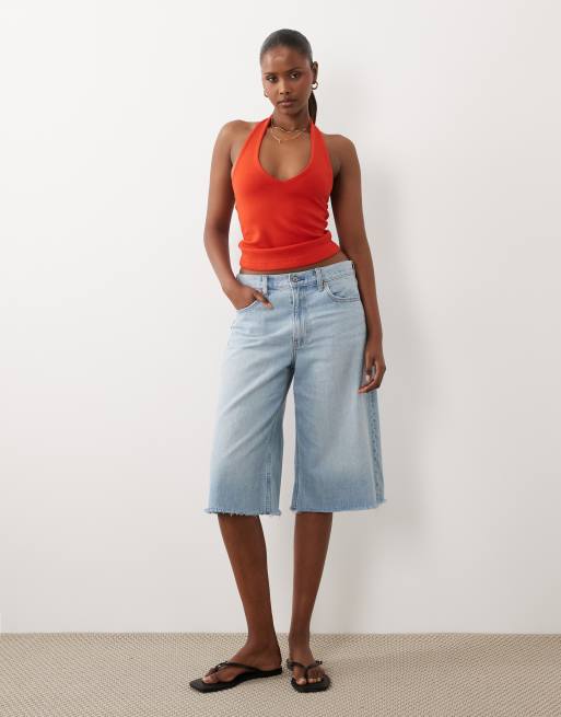 ASOS DESIGN - Top dos nu à col V en coton compact - Rouge, 2 de 4