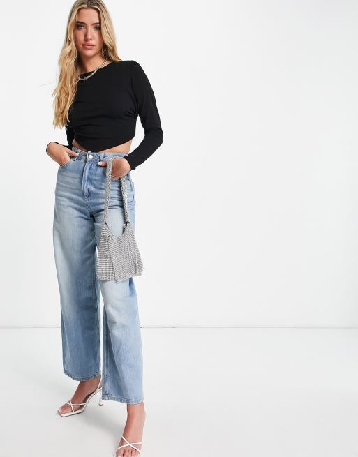 ASOS DESIGN - Top dos nu à manches longues avec ourlet style foulard - Noir, 4 de 4