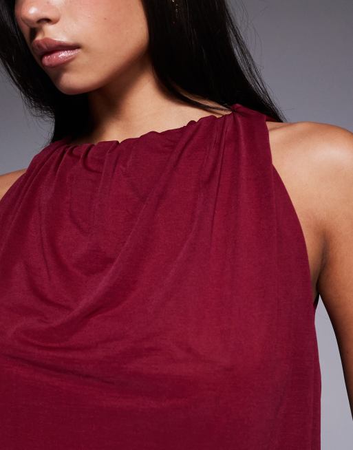 ASOS DESIGN - Top dos nu à ourlet bouffant - Bordeaux, 3 de 4