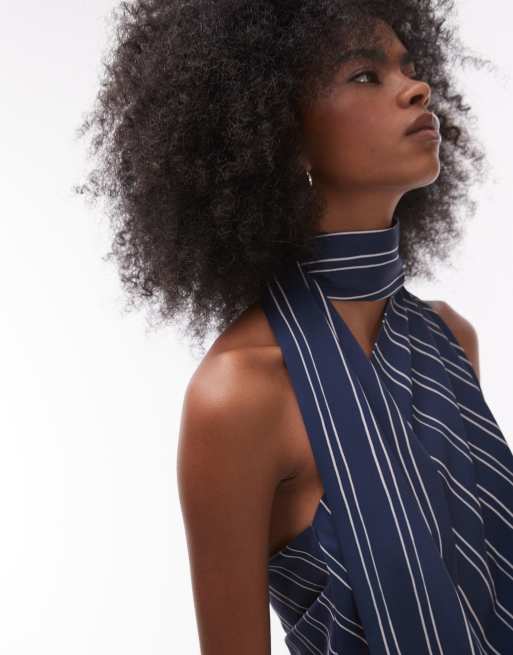 ASOS DESIGN - Top dos nu avec détail noué en sergé de satin - Rayures, 4 de 4
