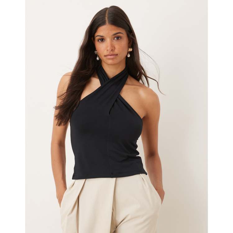Top Noir à Bretelles Charese - Taille 42/44 - 100% Polyester - Neuf (porté Une Fois)