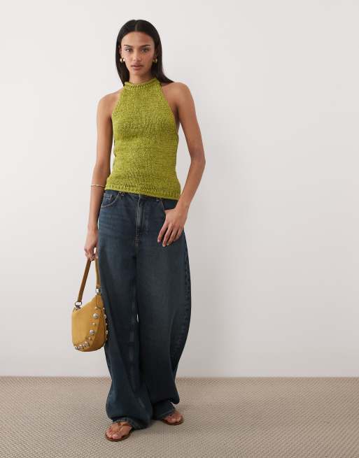 ASOS DESIGN - Top dos nu d'ensemble en maille ruban - Vert, 2 de 4