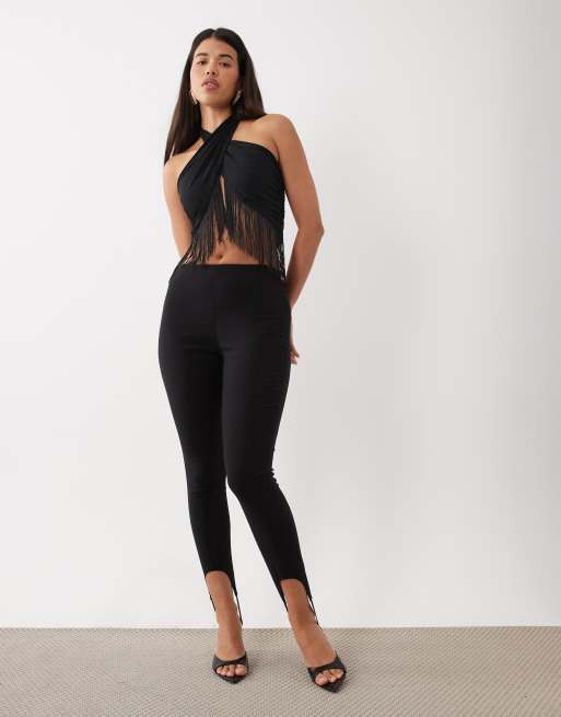 ASOS DESIGN top dos nu drapé à franges noir, 4 de 4