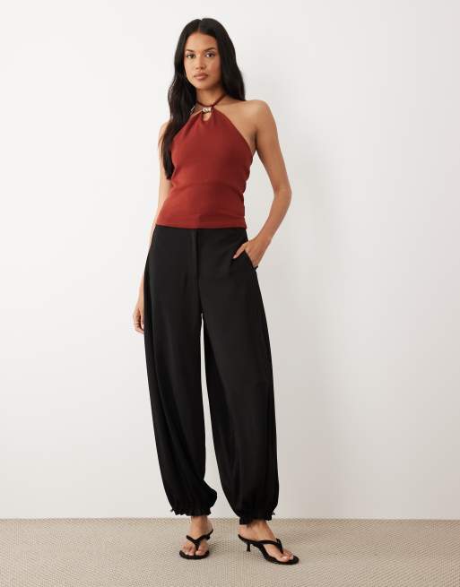 ASOS DESIGN - Top dos nu en coton compact avec découpe goutte d'eau et bordure dorée - Rouge rouille, 2 de 4