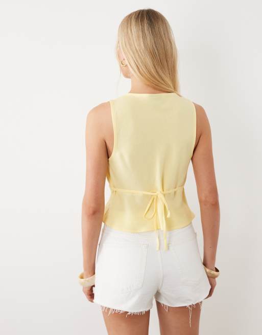 ASOS DESIGN - Top dos nu en lin mélangé - Babeurre, 4 de 4