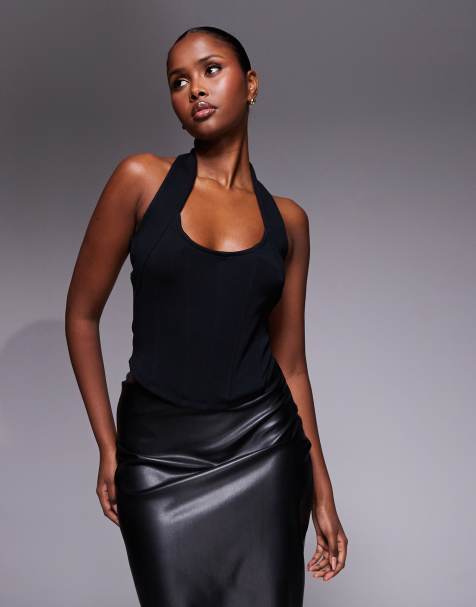 ASOS DESIGN - Top dos nu en maille interlock à armatures - Noir - view 1