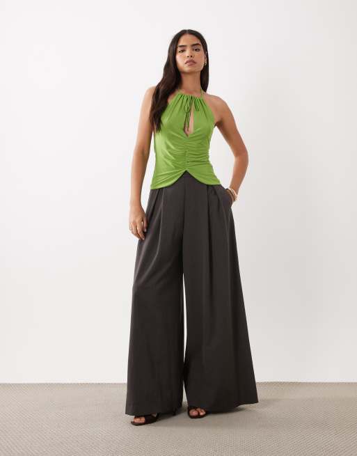 ASOS DESIGN - Top dos nu froncé près du corps à découpe goutte d'eau - Vert, 2 de 4