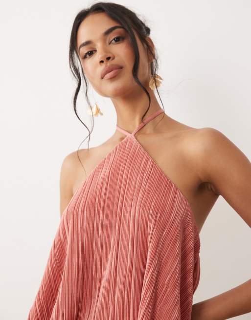 ASOS DESIGN - Top dos nu plissé - Corail, 3 de 4
