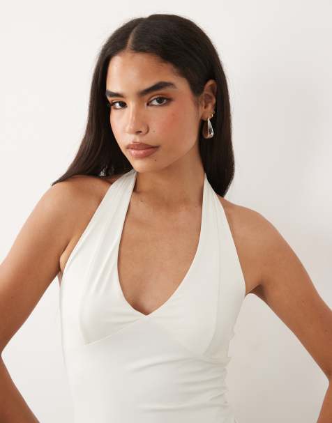 ASOS DESIGN - Top dos nu près du corps en polyamide - Blanc - view 1