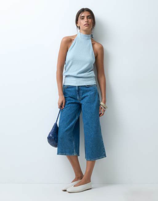 ASOS DESIGN - Top dos nu texturé - Bleu clair, 3 de 4
