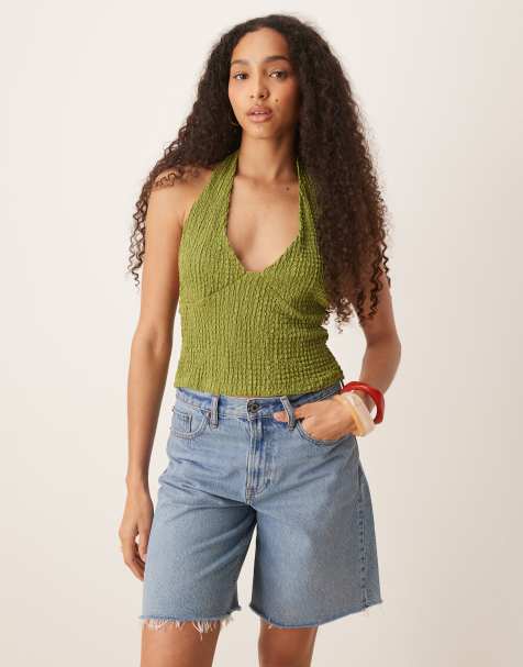 ASOS DESIGN - Top dos nu texturé - Vert - view 1