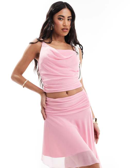 ASOS DESIGN - Top drapé d'ensemble - Rose clair