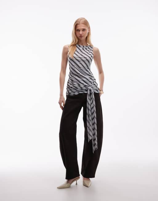 ASOS DESIGN - Top drapé en tulle imprimé à rayures, 2 de 4