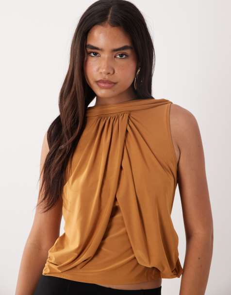 ASOS DESIGN - Top drapé près du corps - Gingembre - view 1