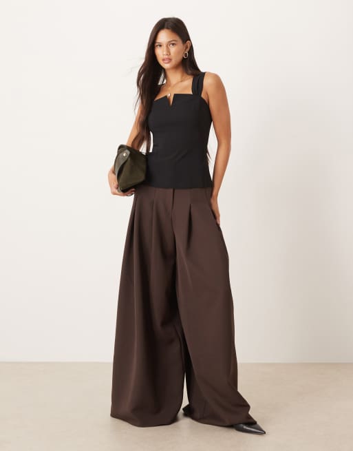 ASOS DESIGN - Top en bengaline à encolure carrée et bretelles longues - Noir, 2 de 4