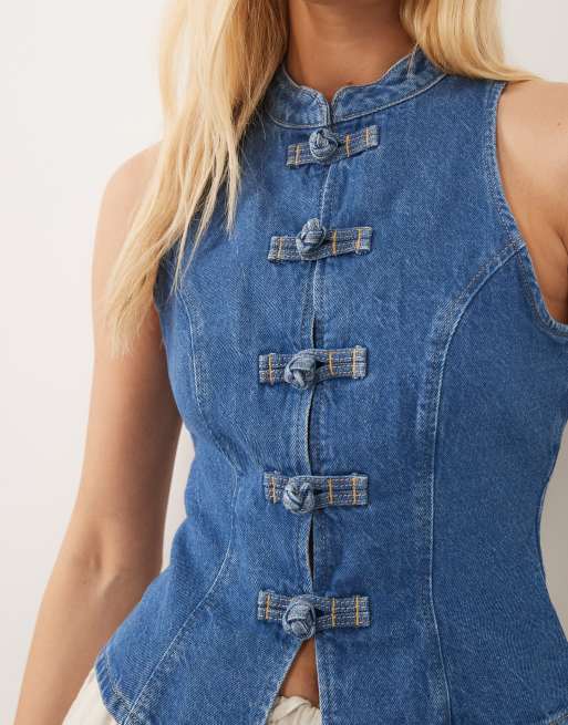 ASOS DESIGN - Top en jean à col mao, 2 de 4