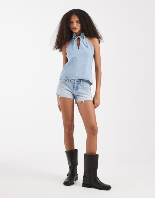 ASOS DESIGN - Top en jean à col officier et fente goutte d'eau, 2 de 4