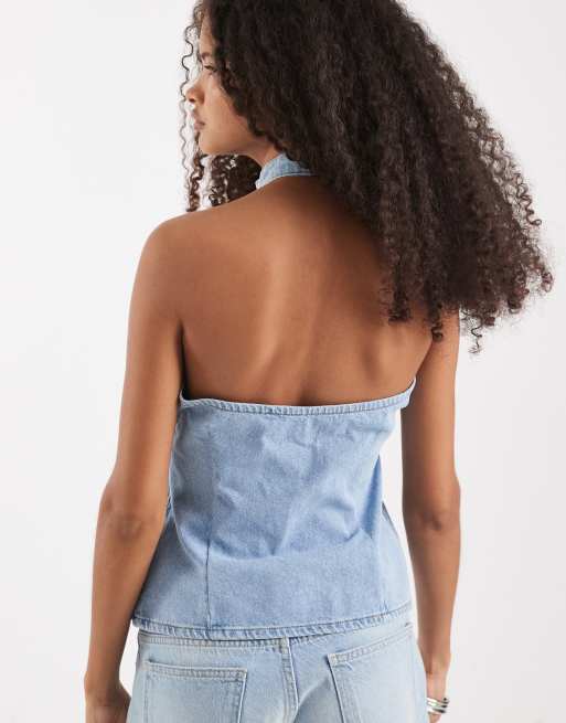 ASOS DESIGN - Top en jean à col officier et fente goutte d'eau, 4 de 4