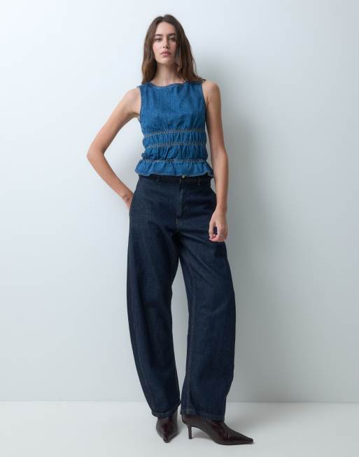 ASOS DESIGN top en jean à taille froncée, 2 de 5