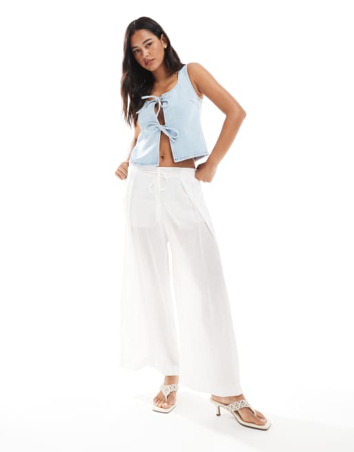 ASOS DESIGN - Top en jean noué à l'avant avec encolure carrée - Délavé, 4 de 4